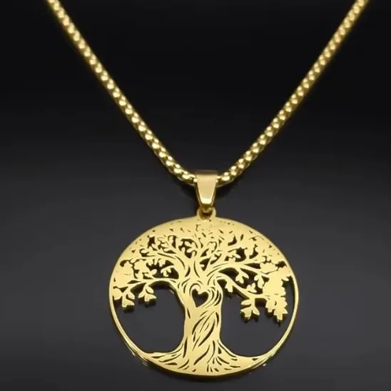 besdodo-collier-arbre-de-vie-c-ur-cadeau-maman-argent-60cm image 1
