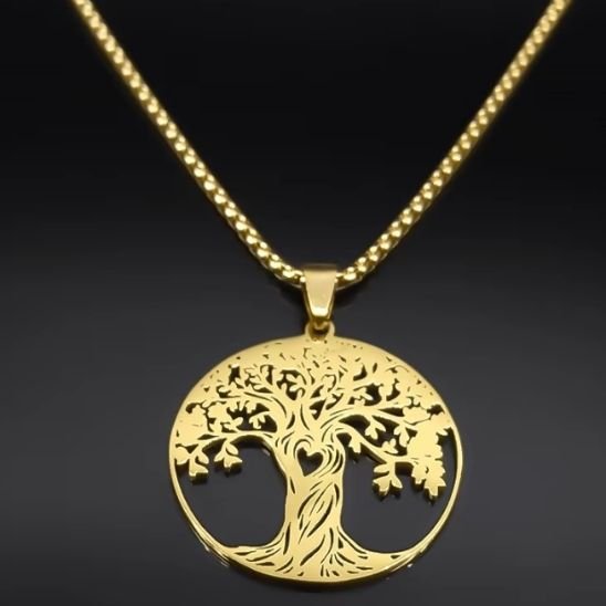 besdodo-collier-arbre-de-vie-c-ur-cadeau-maman-argent-60cm image 1