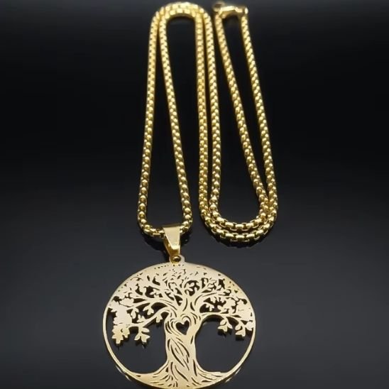 besdodo-collier-arbre-de-vie-c-ur-cadeau-maman-argent-60cm image 3