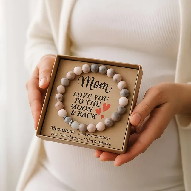 besdodo-cadeau-maman-chance-verte-bracelet-femme-enceinte-cristaux image 1