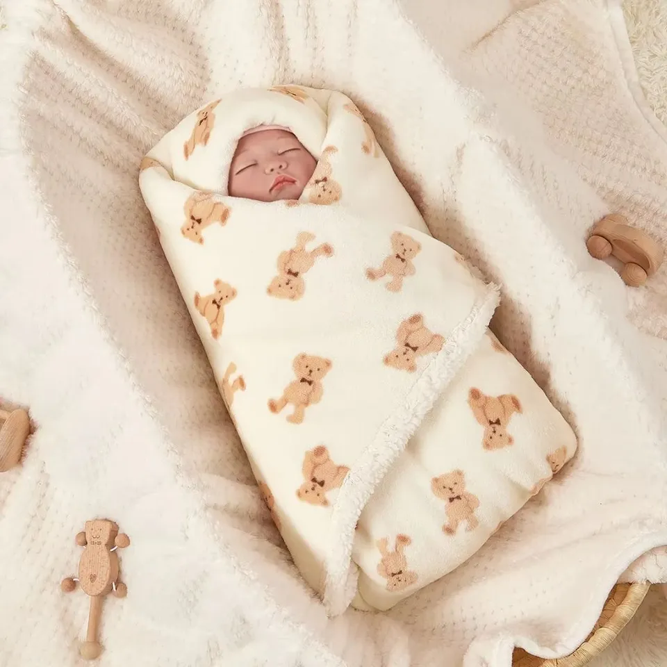 besdodo-dasy-couverture-b-b-ours-beige-75x100-cm-douce image 1